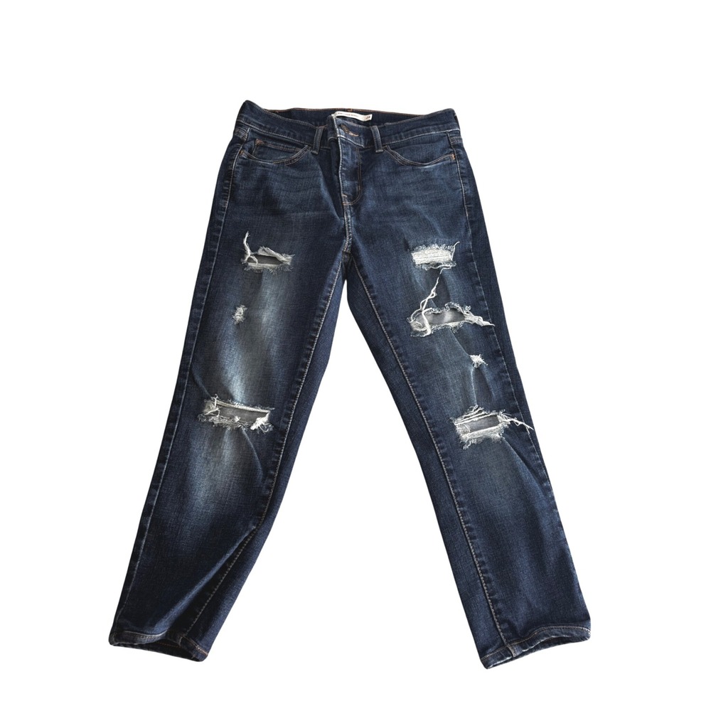 Levi's 710 Super Skinny Distressed cropped Jeans Dark Wash‎ Women's Size 29